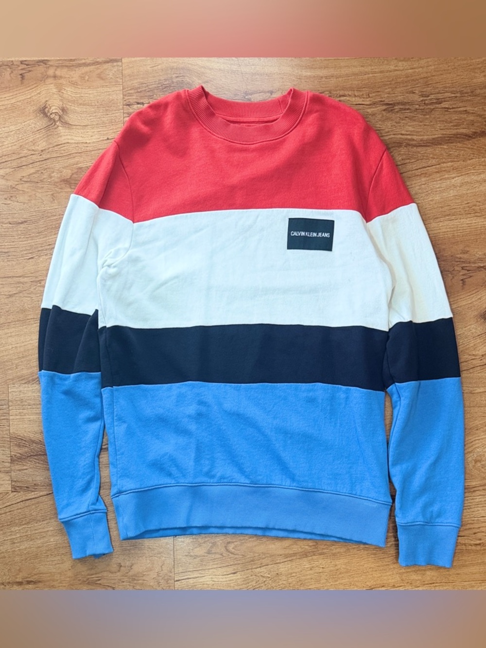 Calvin Klein Jeans Men's Colorblock Crewneck Sweatshirt - Red White Black Blue
